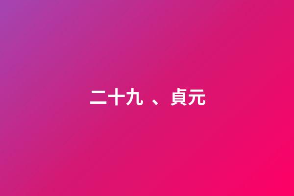 二十九、貞元